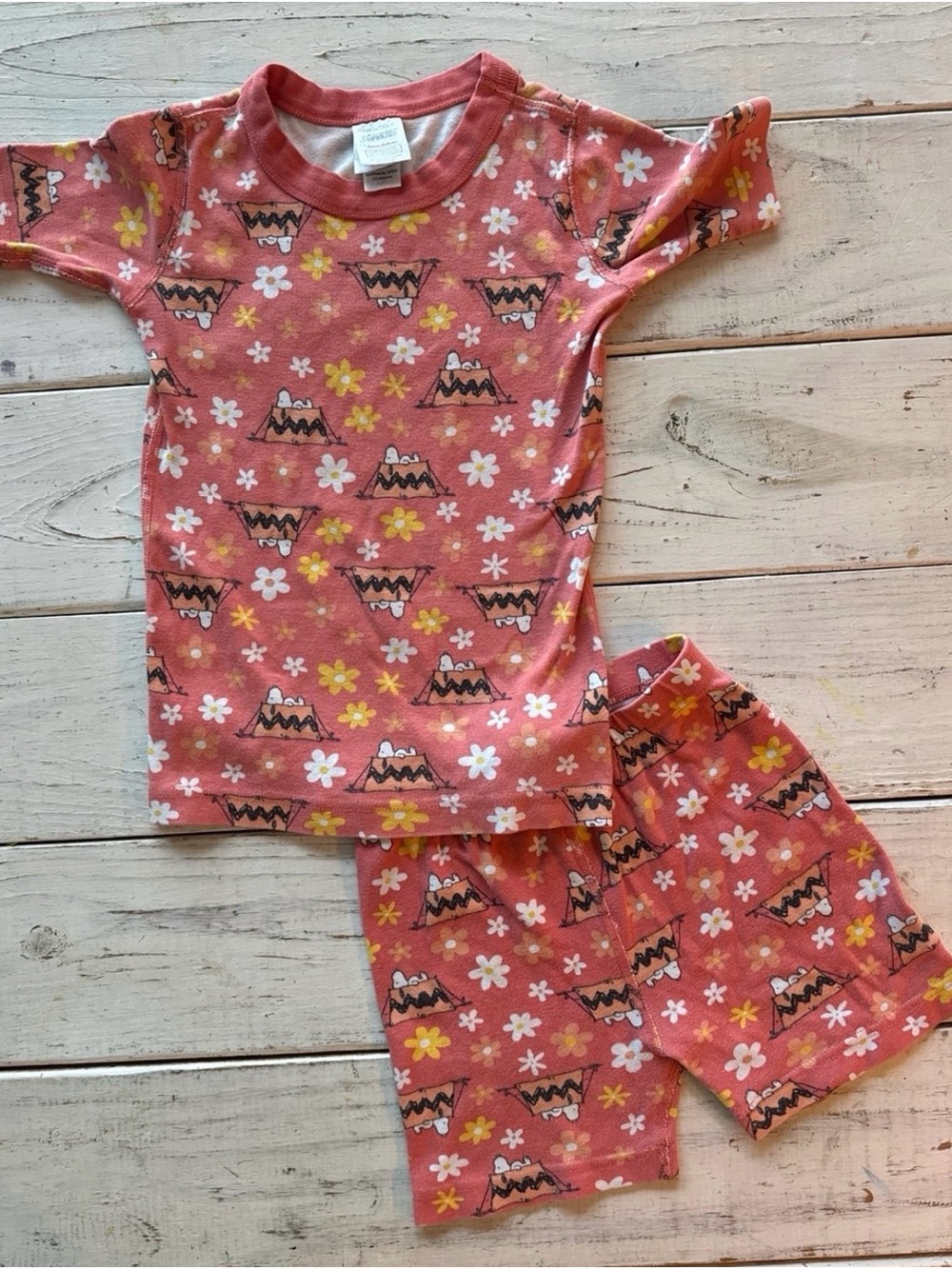 Peanuts Camp Print Short Johns Pajamas